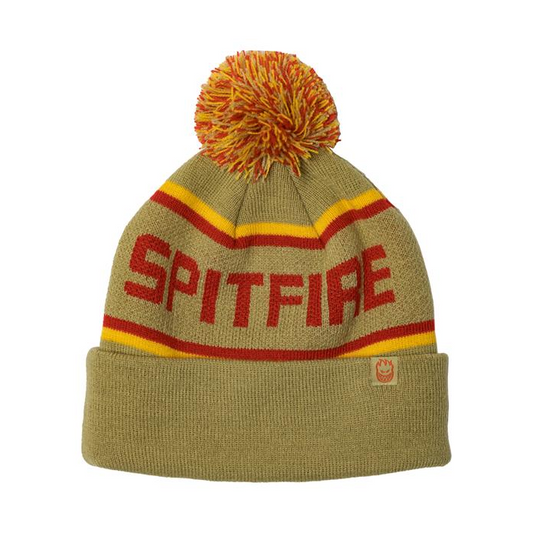 Spitfire Classic 87 Fill Pom Beanie Tan/Gold/Red