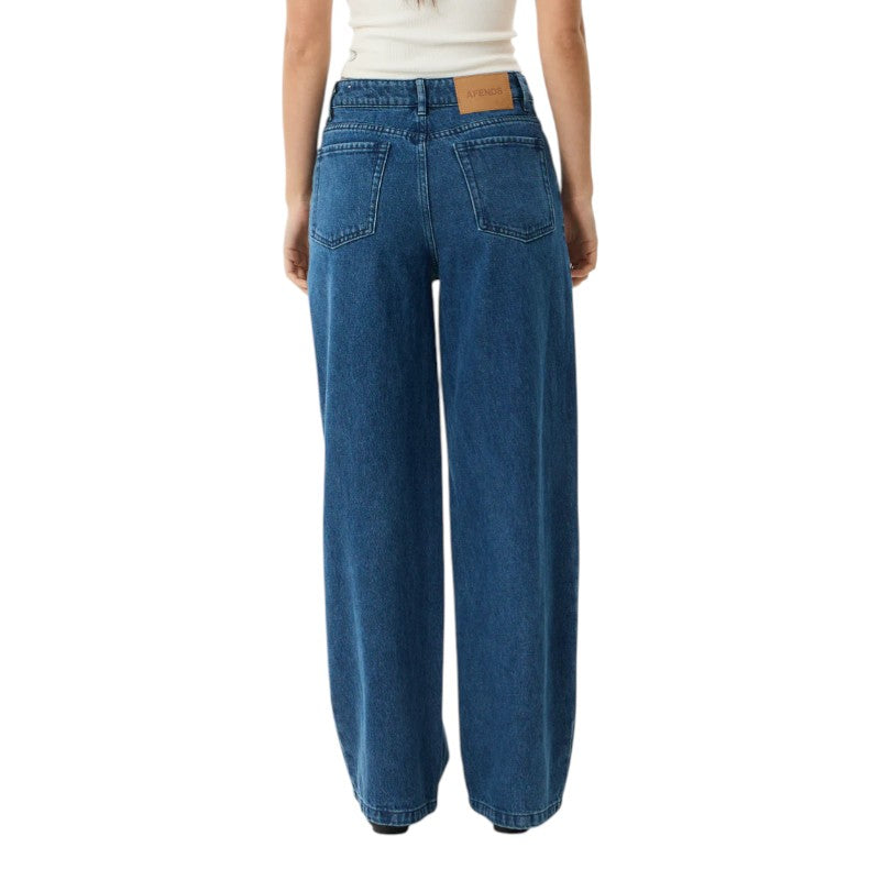 Afends Bella Denim Wide Leg Baggy Jean - Authentic Blue