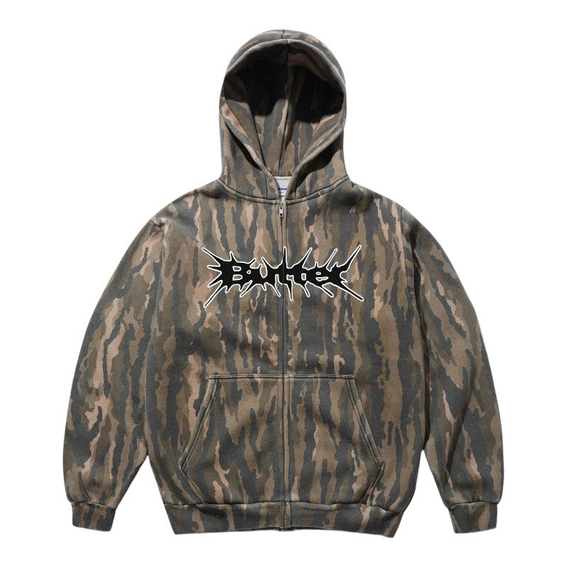 Butter Goods Nail Logo Zip Thru Hood - Frog Camo