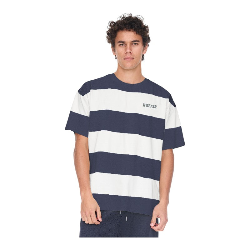 Huffer Game Day Stripe Tee - Navy/Chalk