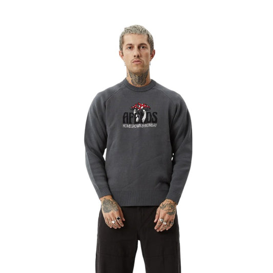 Afends Let It Grow Raglan Knit - Charcoal