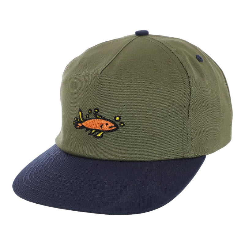 Krooked Mermaid Fish Snapback - Olive/Navy