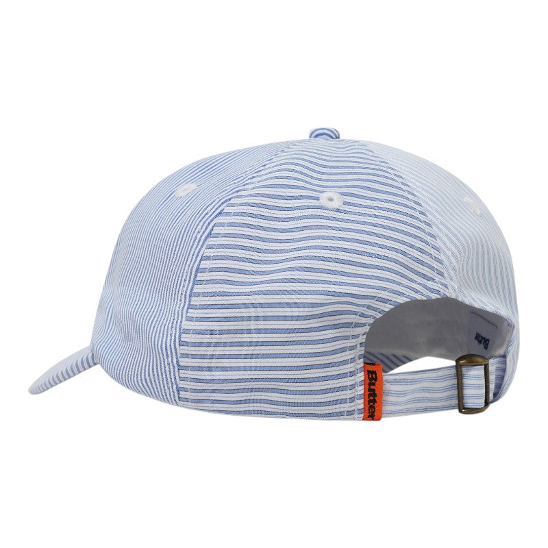 Butter Goods Rounded Logo 6 Panel Cap - French Blue Stripe