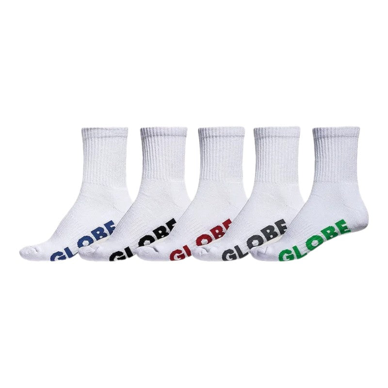 Globe Stealth Crew Sock 5 Pack - White