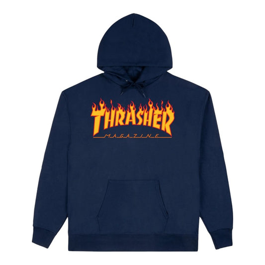 Thrasher Flame Logo Hood Youth Navy