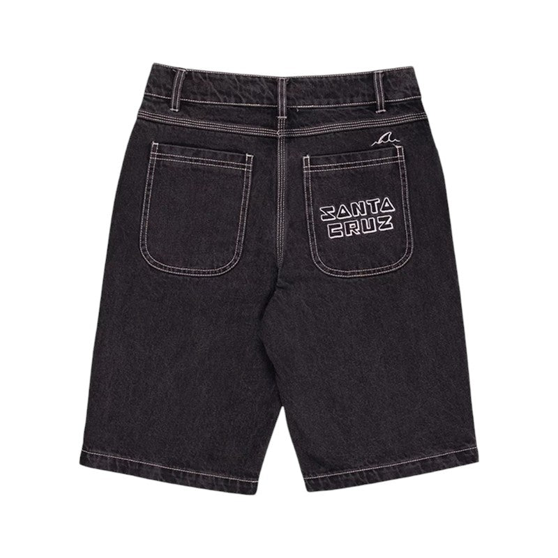 Santa Cruz Youth Tripper Stack Jean Shorts - Washed Black
