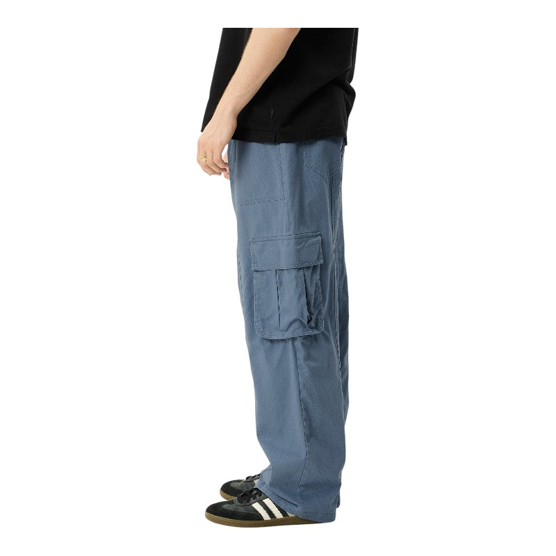 Afends Summit Pleated Cargo Pant - Washed Slate Blue