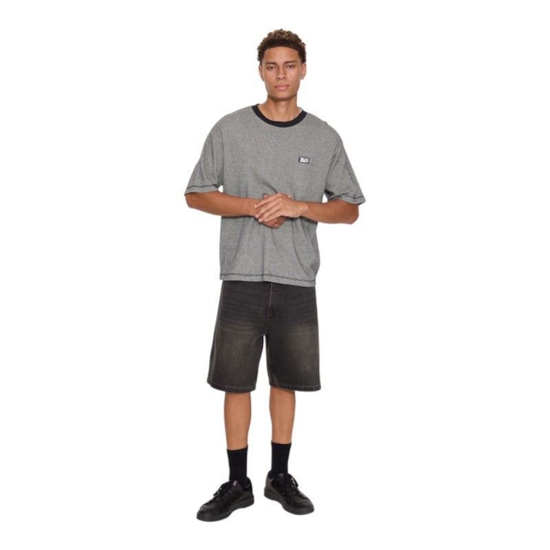 Thrills Chaotic Interventions Box Crop Rib Tee - Black/White
