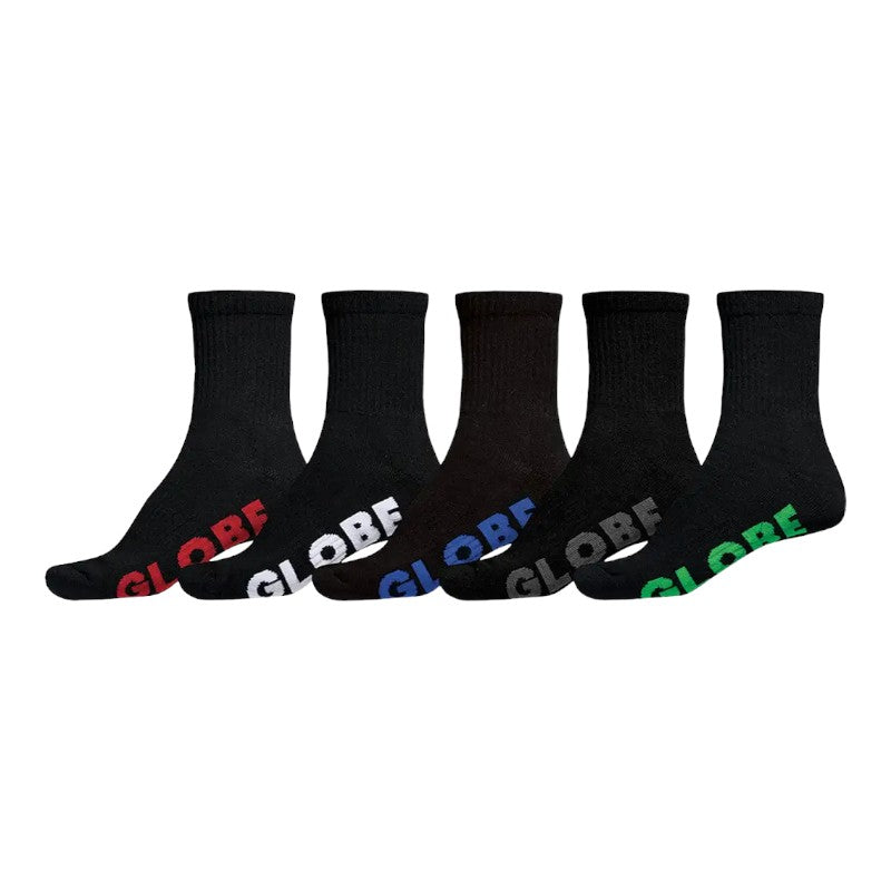 Globe Stealth Crew Sock 5 Pack - Black