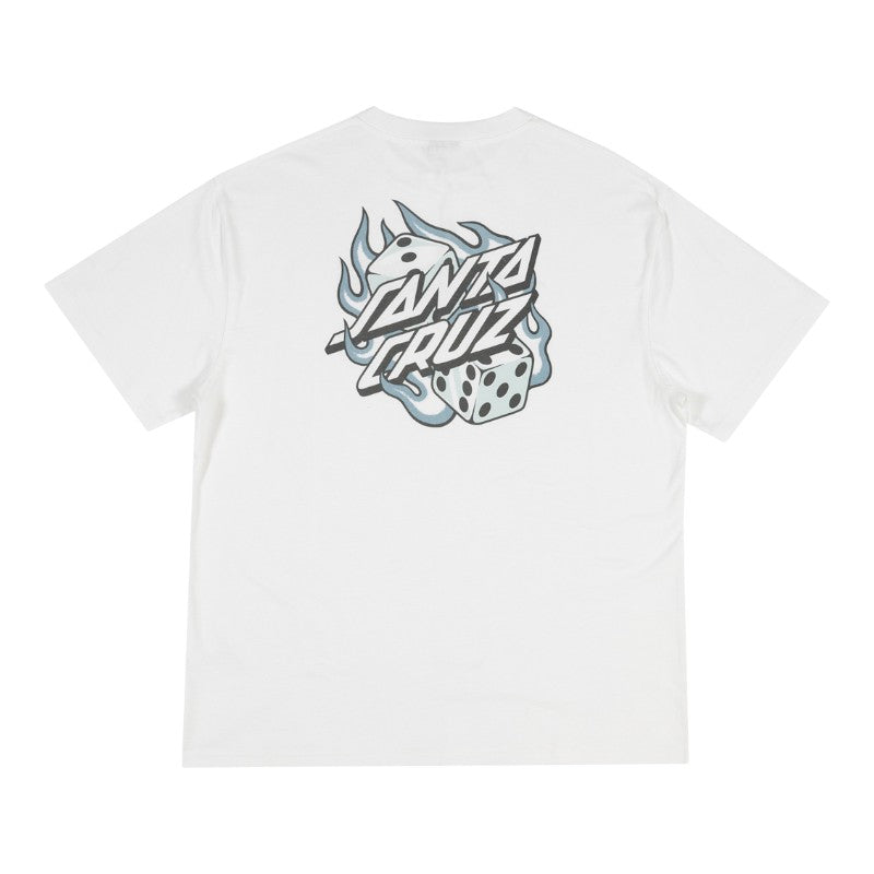 Santa Cruz Flaming Dice Dot Flash Tee - White