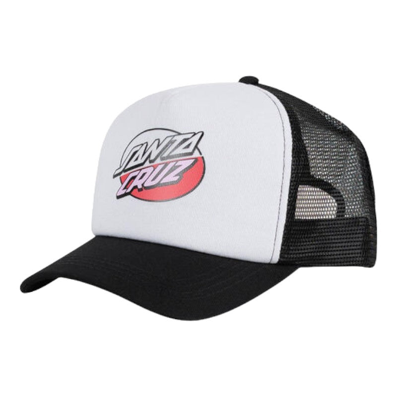 Santa Cruz Oval Dot Splice Youth Trucker Cap - Black/White