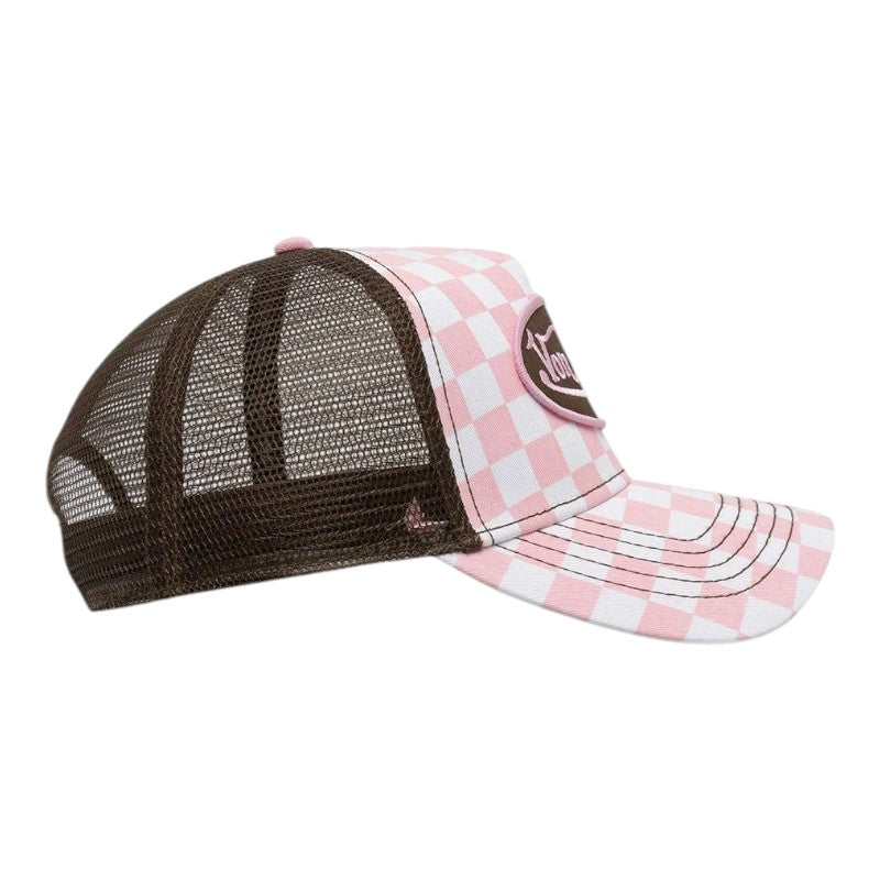 Von Dutch Trucker Cap - Pink White Checker