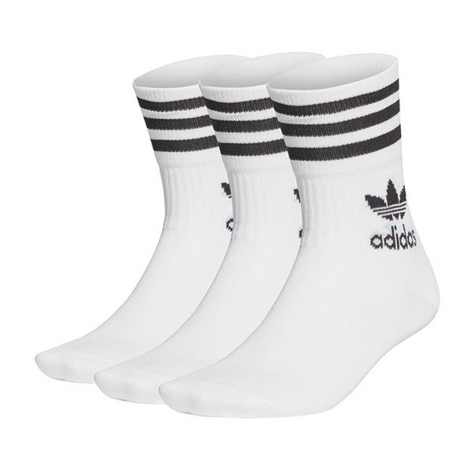 Adidas Mid Cut Crew Socks 3 Pair White/Black