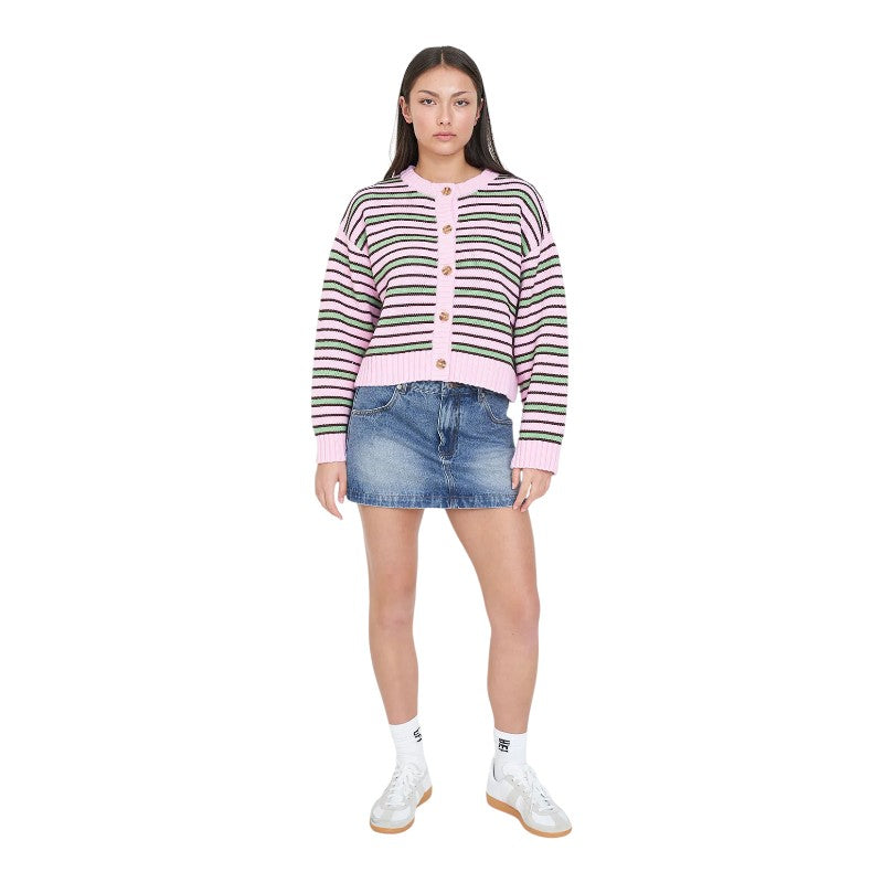Huffer Bobby Knit Cardigan - Pink/Meadow