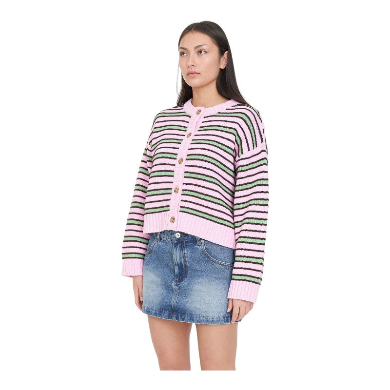 Huffer Bobby Knit Cardigan - Pink/Meadow