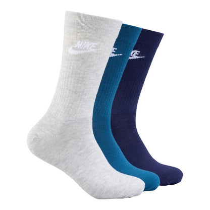 Nike Sportswear Everyday Essential Crew Socks 3 Pack - Grey Marle/Navy/Teal