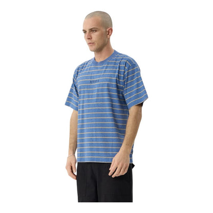 Afends Eureka Boxy Tee - Slate Blue Stripe