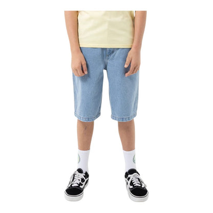 Santa Cruz Space Rocket Stack Youth Jean Shorts - Mid Blue