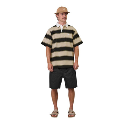 J.A.F Portside Polo - Clay/Brown Stripe