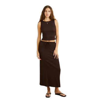 Rhythm Indie High Neck Tank - Chocolate