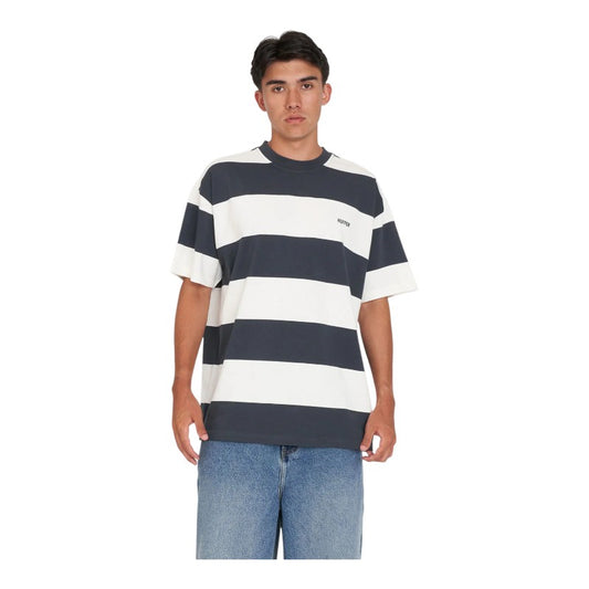 Huffer Benson Block Tee - Asphalt/Chalk