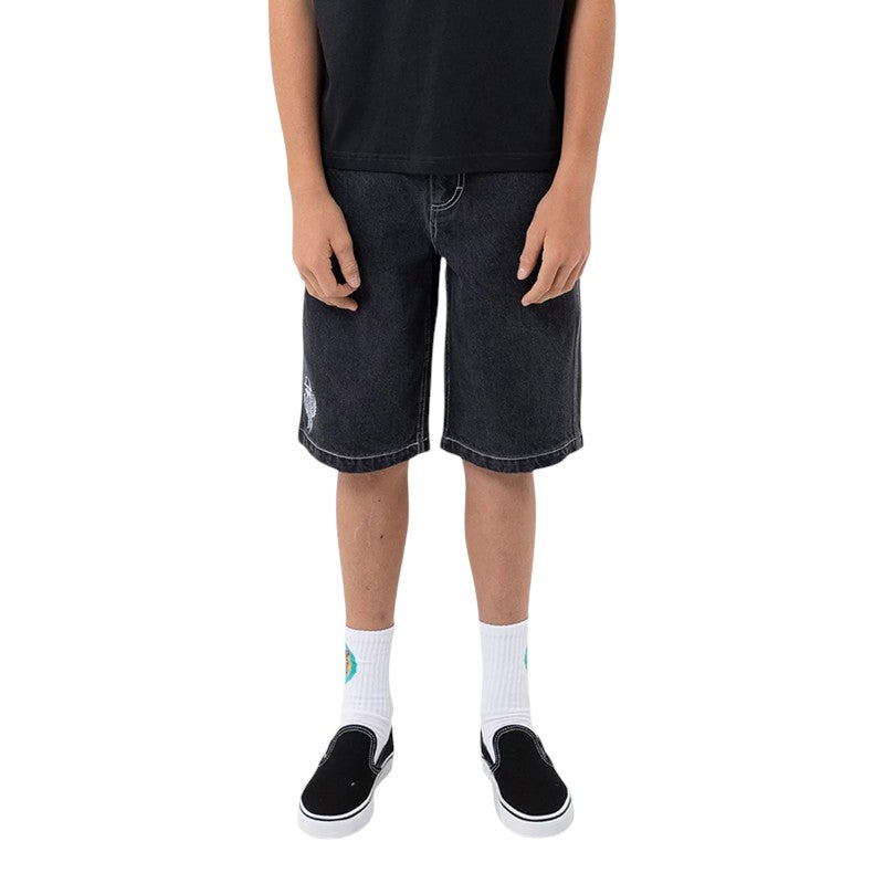 Santa Cruz Youth Tripper Stack Jean Shorts - Washed Black