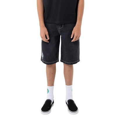 Santa Cruz Youth Tripper Stack Jean Shorts - Washed Black