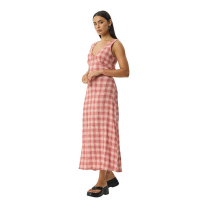 Afends Seersucker Maxi Dress - Red Check
