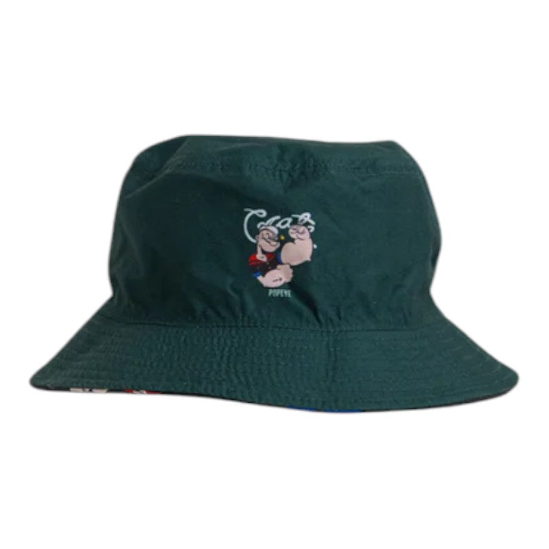 Crate X Popeye Reversible Bucket Hat - Black/Pine