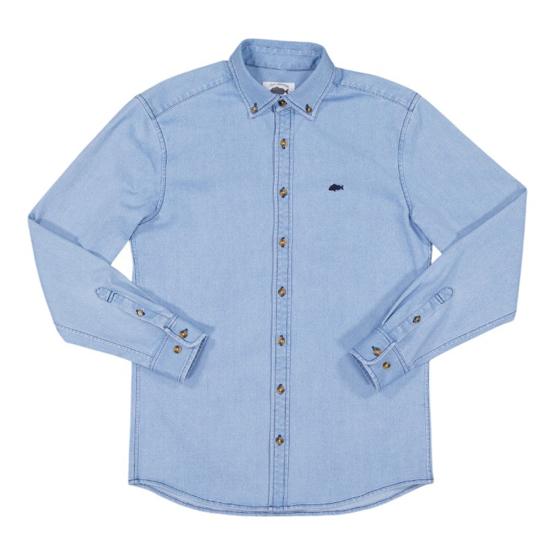 Work Cheapskate J.A.F Stamp Denim Work Shirt - Light Blue – Cheapskates Online
