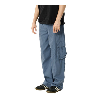 Afends Summit Pleated Cargo Pant - Washed Slate Blue
