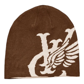 Vic Wing Reversible Skull Beanie - Brown/Cream