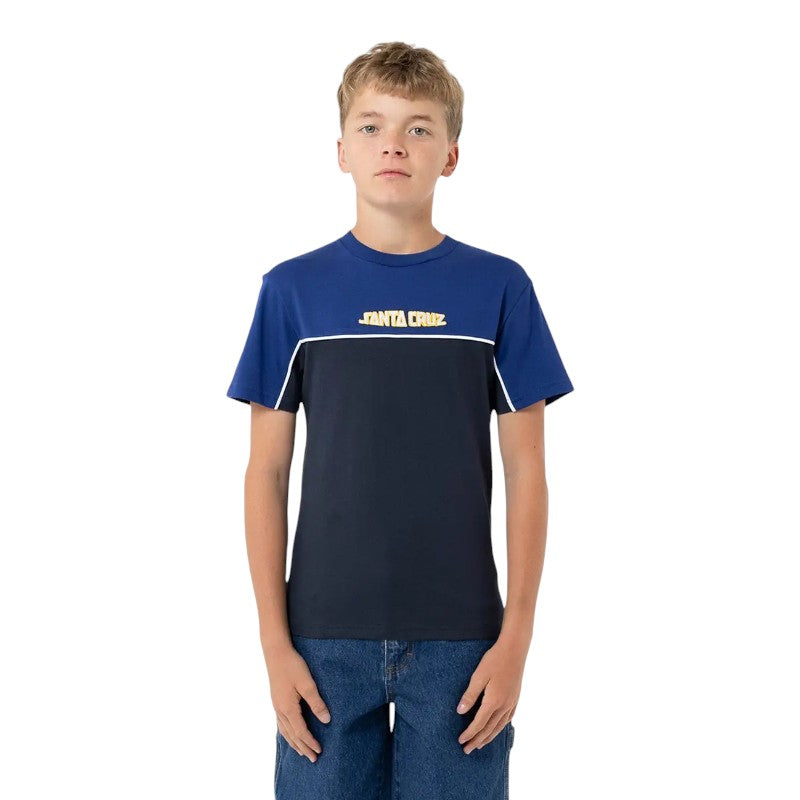 Santa Cruz Youth Fisheye Strip Front Tee - Dark Blue