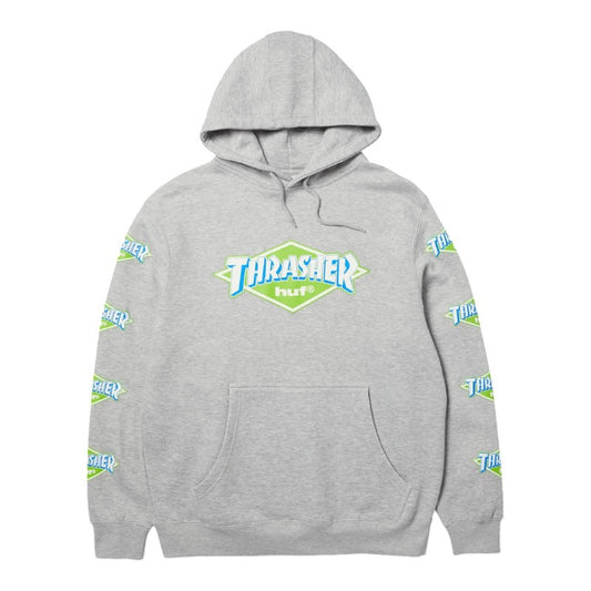 Huf X Thrasher Logo PO Hoodie - Heather Grey
