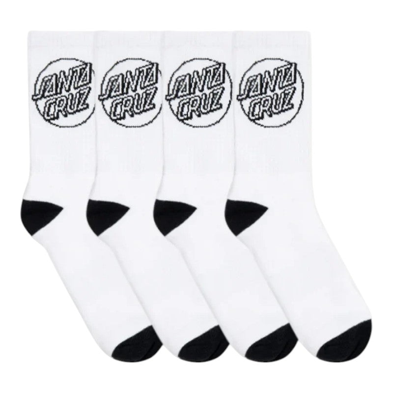 Santa Cruz Opus Dot Crew Sock 4 Pack - White