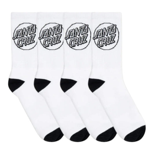 Santa Cruz Opus Dot Crew Sock 4 Pack - White