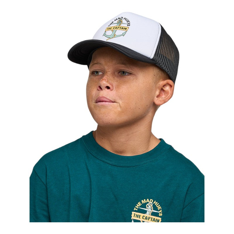 Mad Hueys Crop Captain Youth Trucker - White