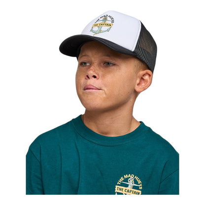 Mad Hueys Crop Captain Youth Trucker - White