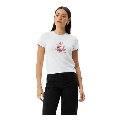 Afends Flower Patch Baby Tee - White