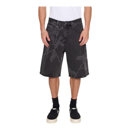 Thrills Time Will Tell Big Slacker Baggy Denim Short - Black Bull