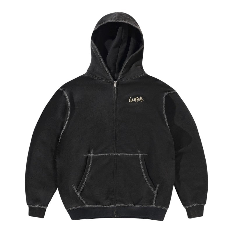 Butter Goods Trail Stitch Zip Thru Hood - Washed Black