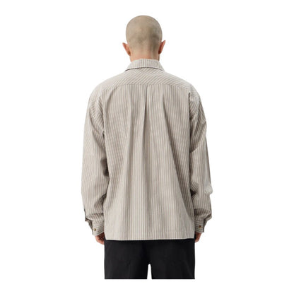Afends Lennox Oversized Shirt - Olive Stripe