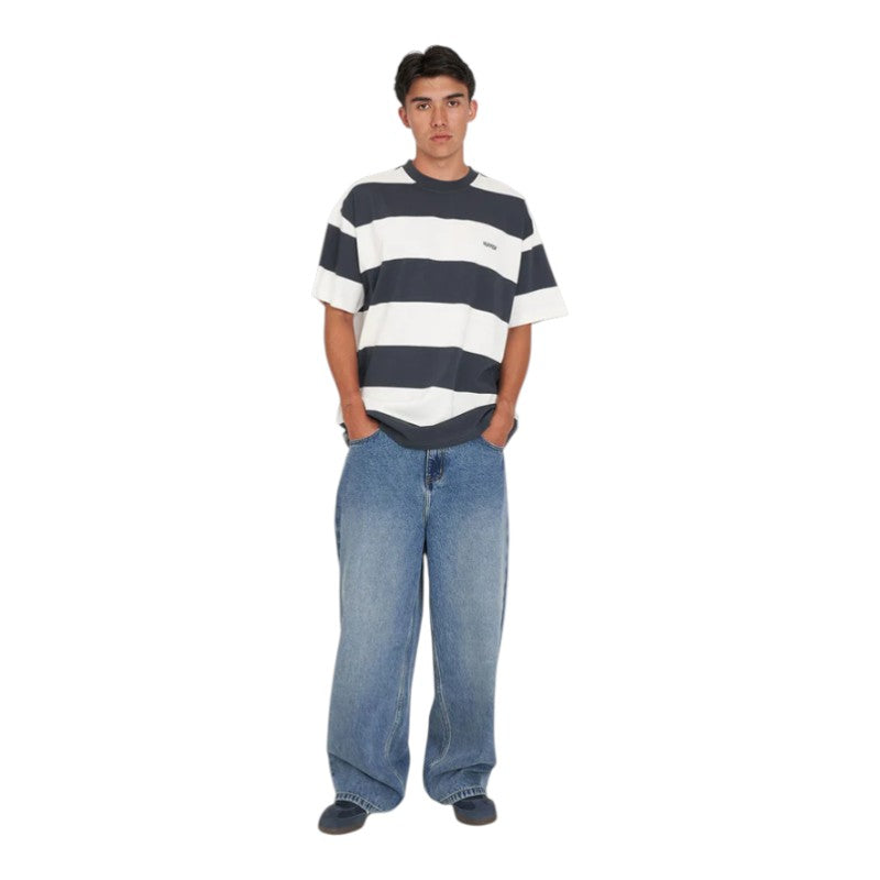 Huffer Benson Block Tee - Asphalt/Chalk