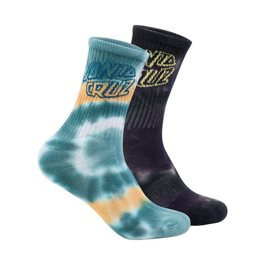 Santa Cruz Malba Crash Crew Sock - Teal/Tie Dye Black