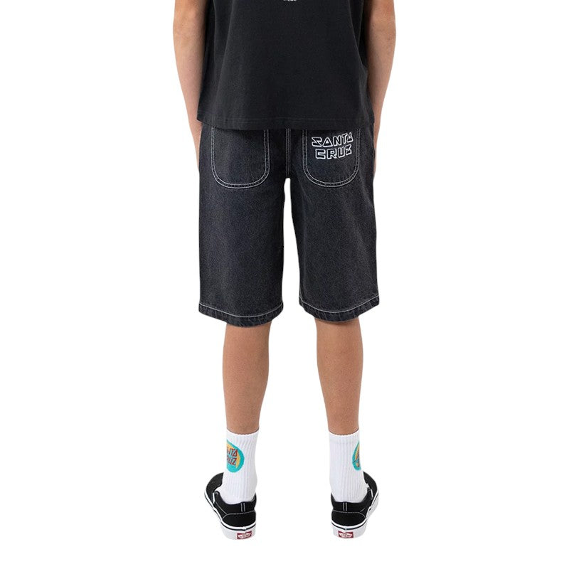 Santa Cruz Youth Tripper Stack Jean Shorts - Washed Black