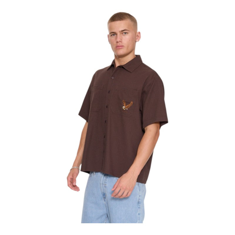 Thrills Seen & Heard Cropped Work Shirt - Postal Brown