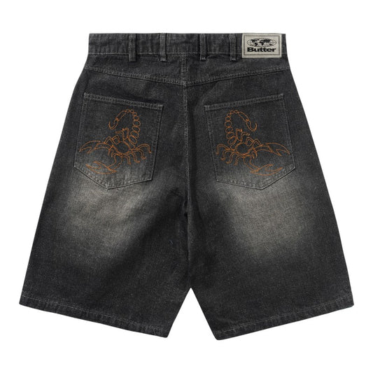 Butter Scorpion Denim Shorts - Slub Black