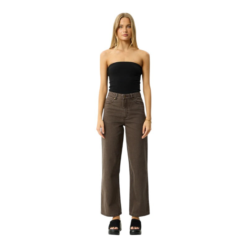 Afends Bella Wide Leg Jeans - Washed Coffee
