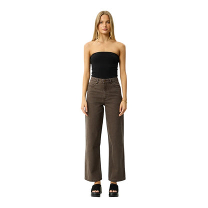 Afends Bella Wide Leg Jeans - Washed Coffee