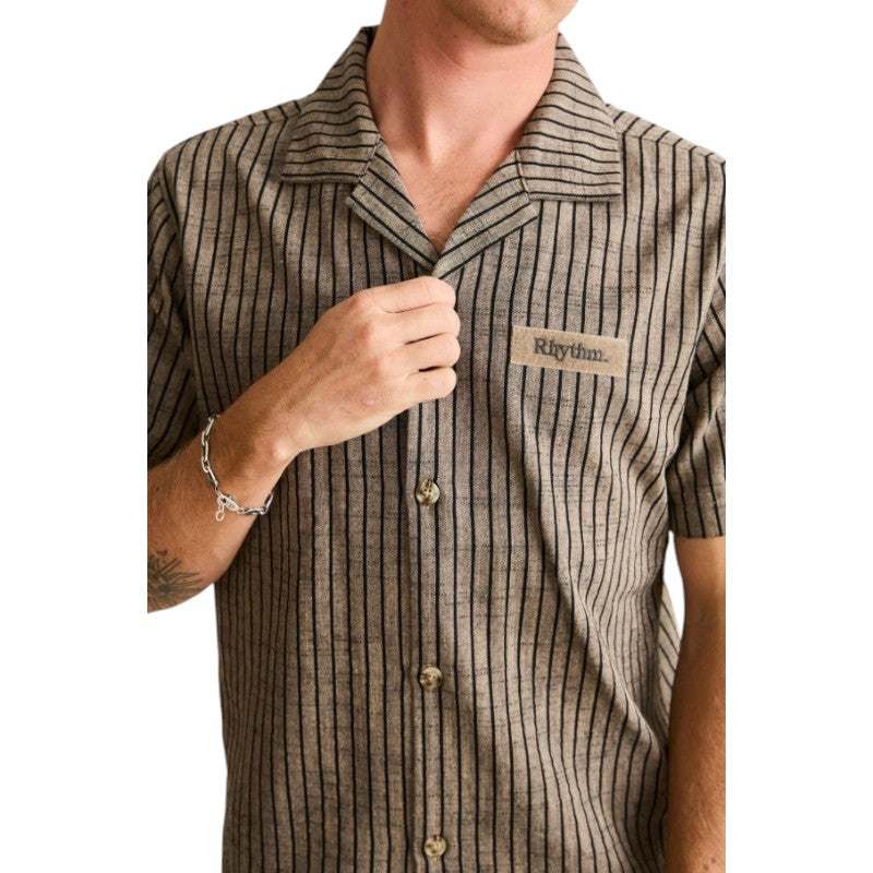 Rhythm Texture Stripe SS Shirt - Natural